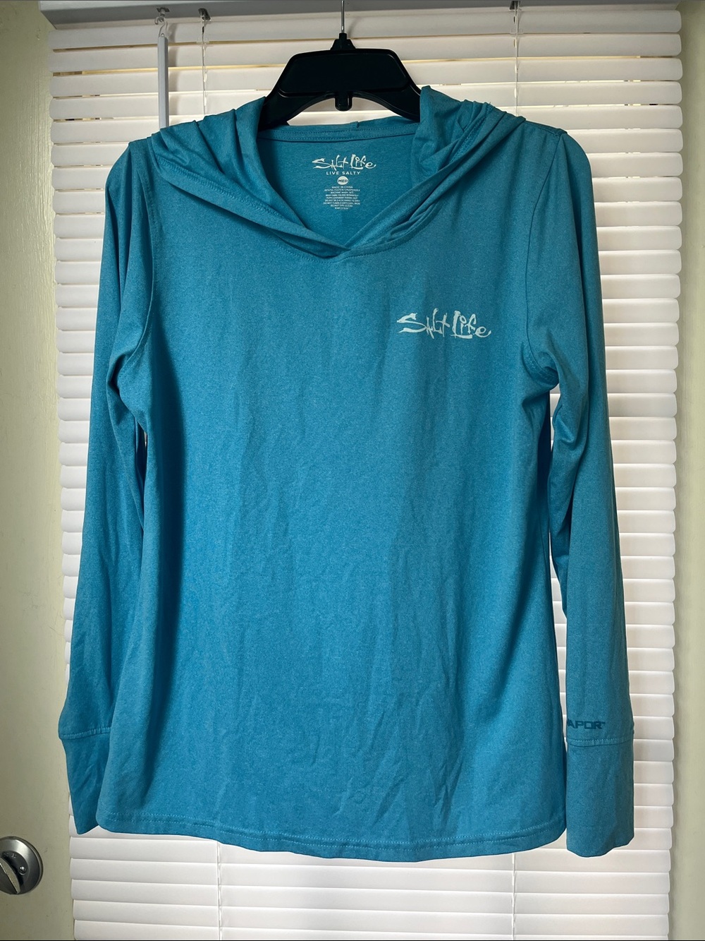 Salt Life Teal Long-Sleeve Hooded Performance Tee